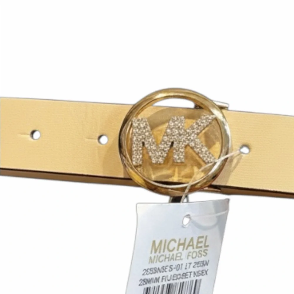 Michael Kors Cream Belt with Gold Logo Buckle